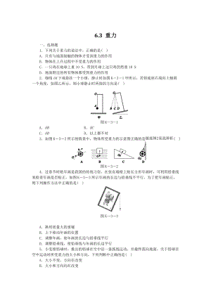粤沪版八年级物理下册6.3重力同步测试（含答案）