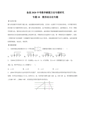 中考数学复习专题10 数形结合法专题研究（原卷版）
