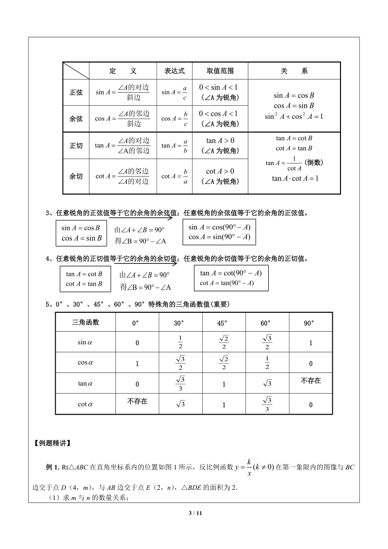 上海1对3秋季课程讲义-数学-九年级-第16讲-二次函数与三角形（角度、锐角三角比、面积）-学案_第3页