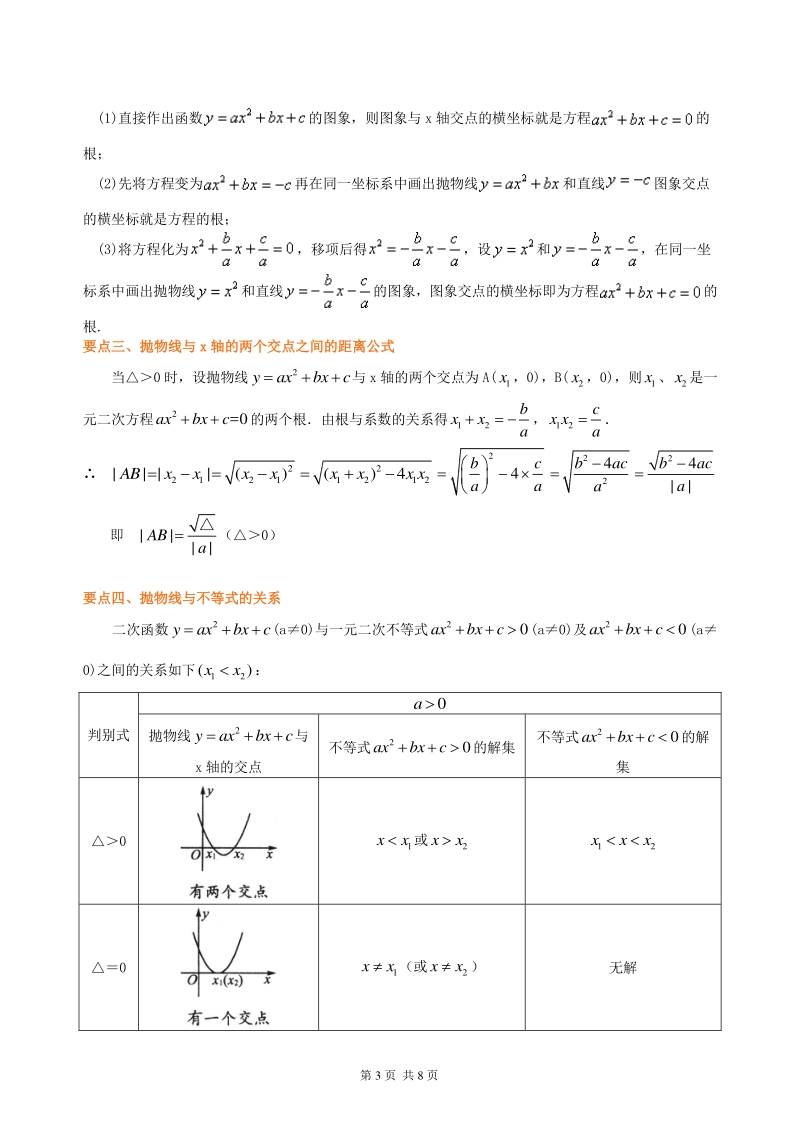 北京四中九年级下册数学用函数观点看一元二次方程—知识讲解（基础）_第3页