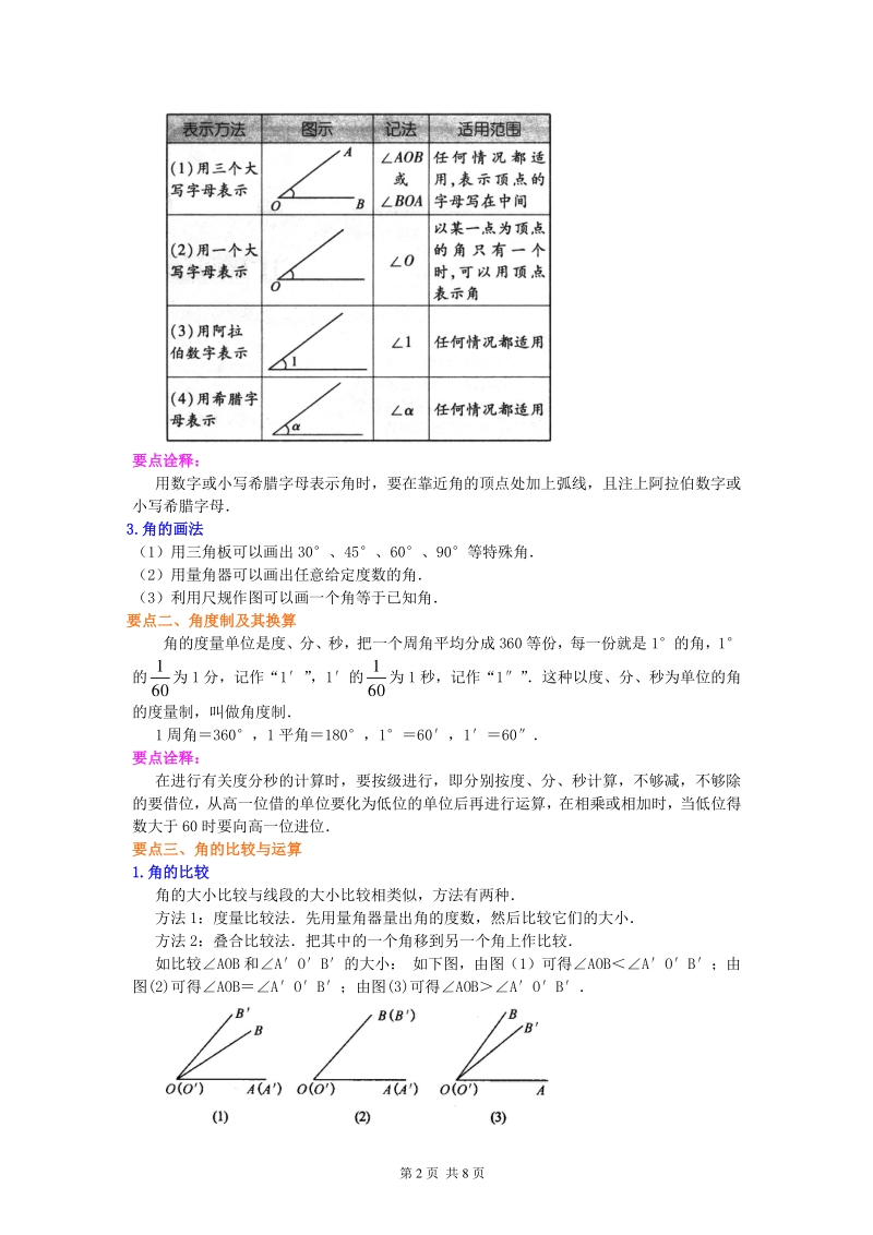 北京四中七年级上册数学角（基础）知识讲解_第2页