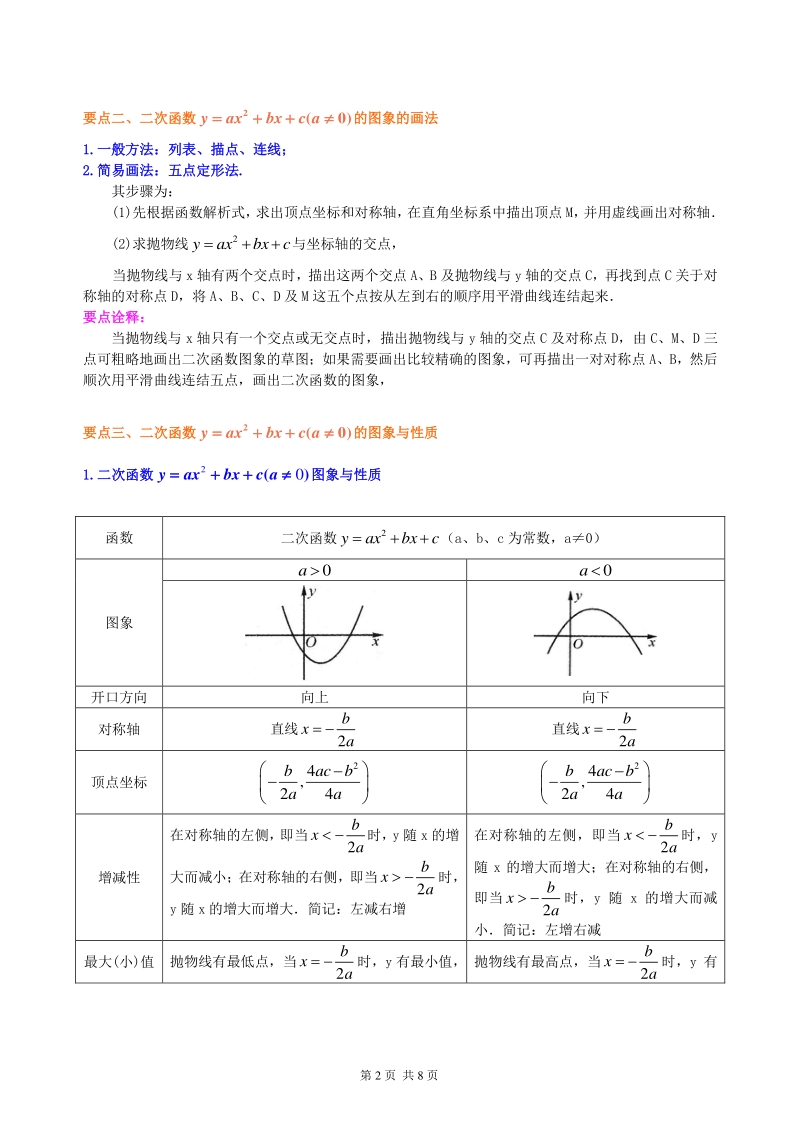 北京四中九年级下册数学二次函数y=ax2+bx+c(a≠0)的图象与性质—知识讲解（提高）_第2页