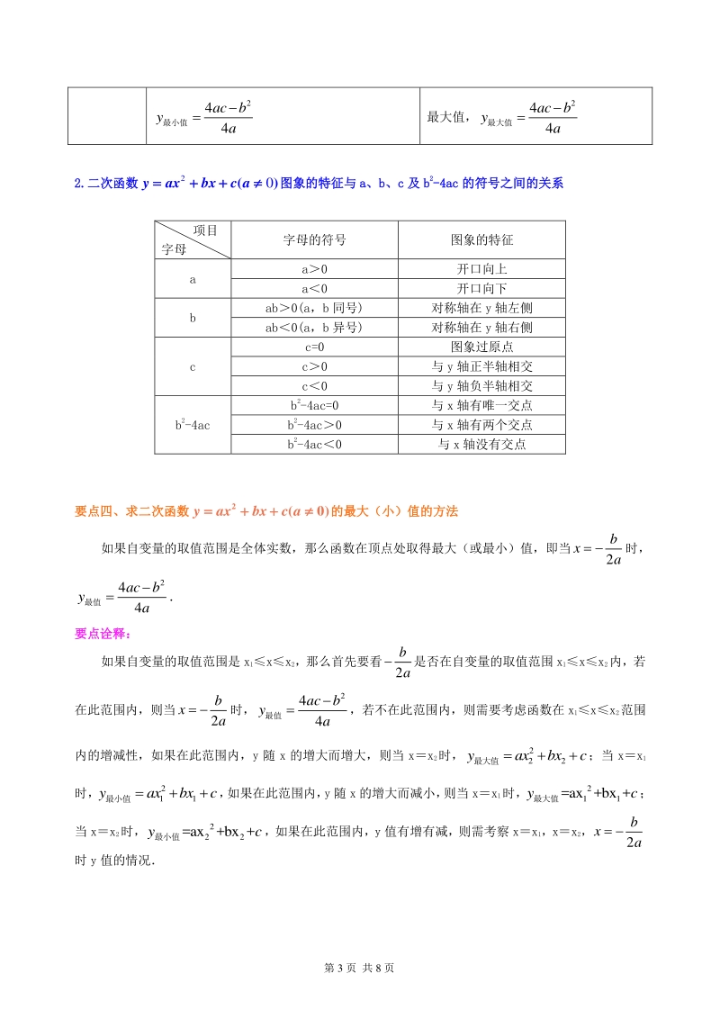 北京四中九年级下册数学二次函数y=ax2+bx+c(a≠0)的图象与性质—知识讲解（提高）_第3页