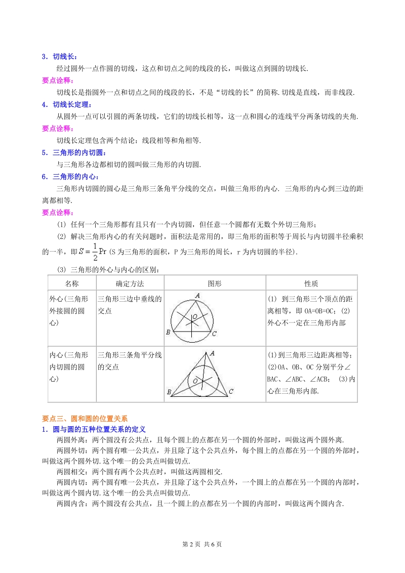 北京四中九年级下册数学直线与圆、圆与圆的位置关系—知识讲解（基础）_第2页