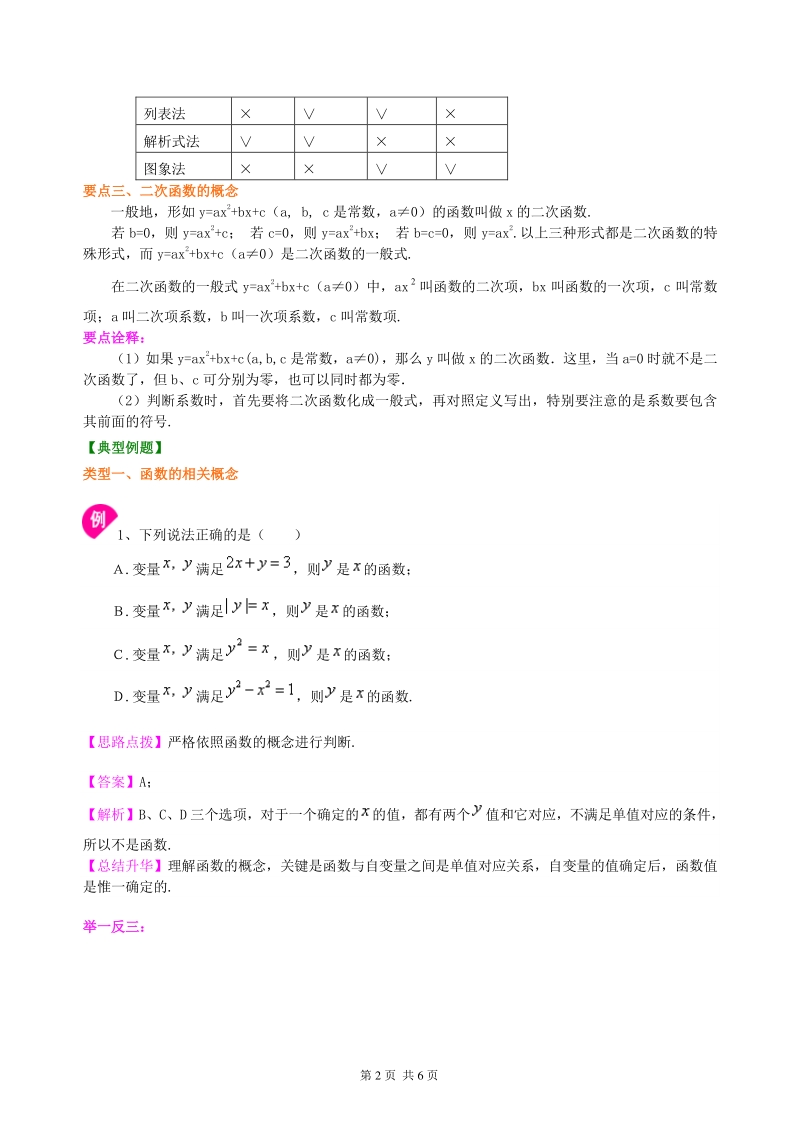 北京四中九年级下册数学二次函数的概念—知识讲解（提高）_第2页