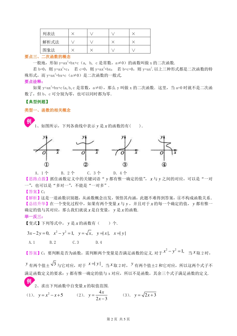 北京四中九年级下册数学二次函数的概念—知识讲解（基础）_第2页