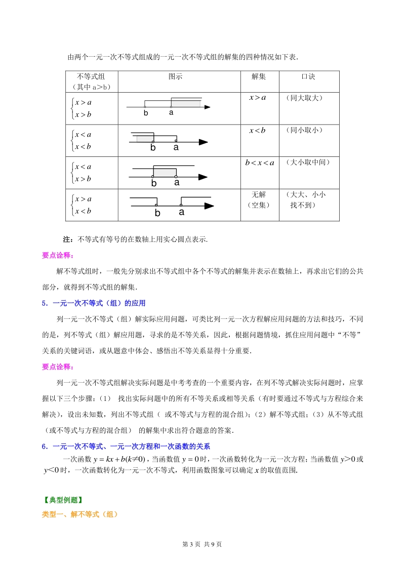 北京四中数学中考总复习：一元一次不等式（组）--知识讲解_第3页