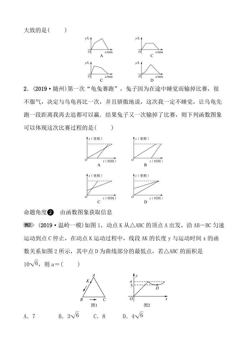 浙江专用2020年中考数学二轮复习专题一：函数图象问题_第2页