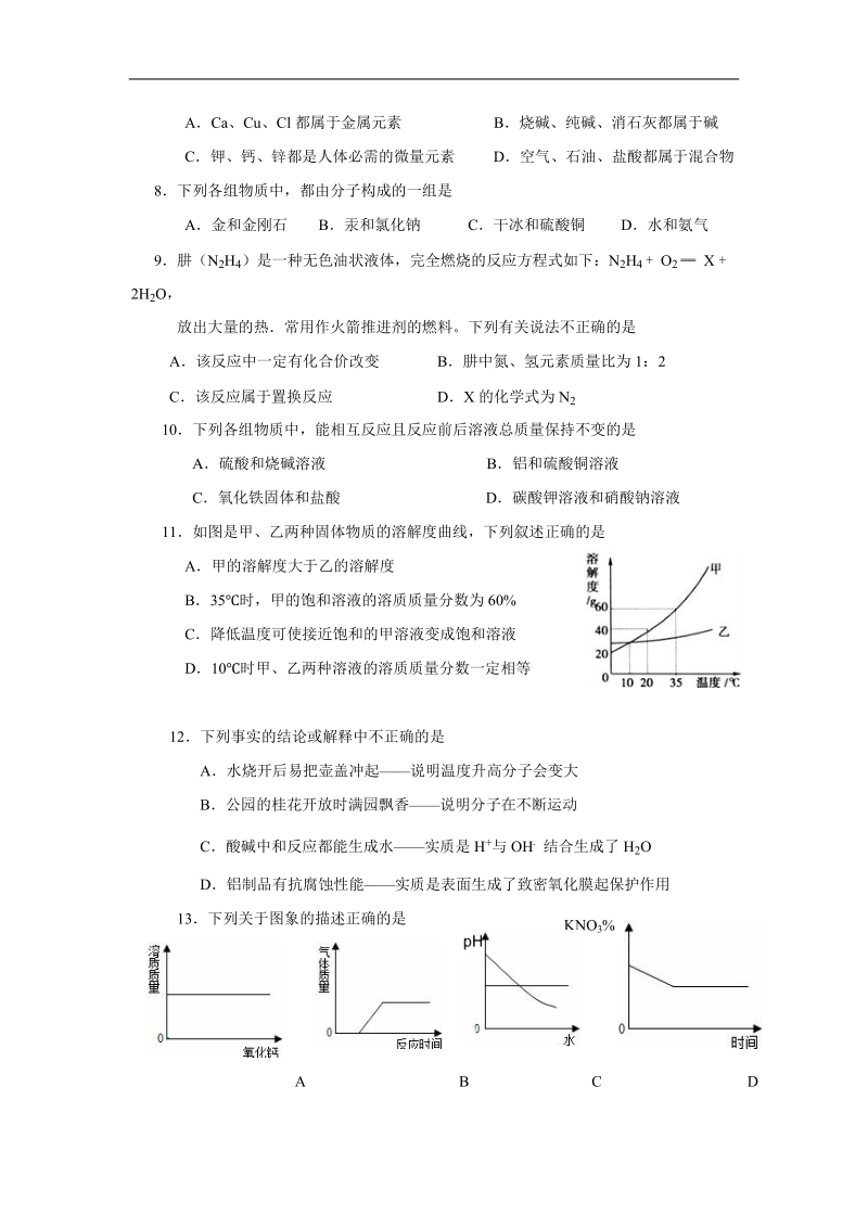 2017年河南省西华县年中招一模化学试题及答案_第2页