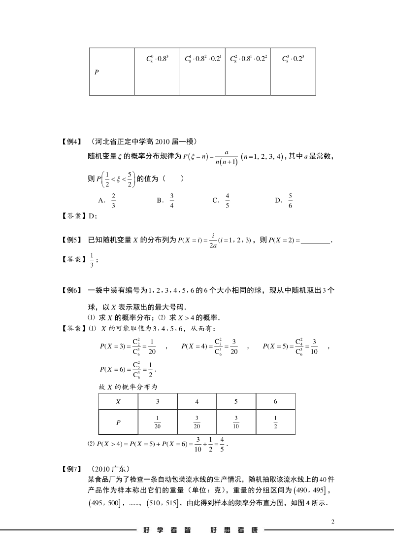 高考数学讲义随机变量及其分布列.复习题_第2页