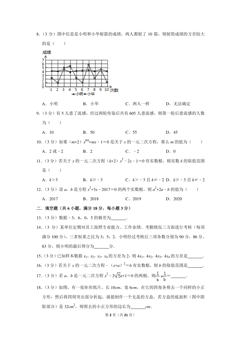 2019-2020学年湖南省长沙市岳麓区麓山国际学校八年级（下）月考数学试卷（3月份）含详细解答_第2页