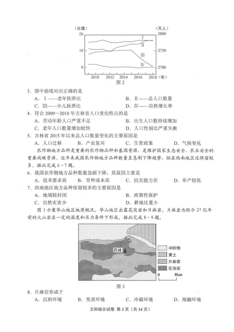 贵州省2020届高三4月适应性考试文综试题（含答案）_第2页