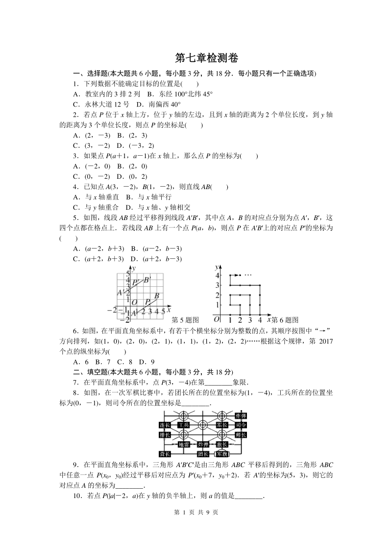 2020年人教版七年级数学下册《第七章 平面直角坐标系》单元精品试卷（含答案）_第1页