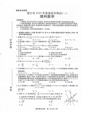 广东省湛江市2020年普通高考测试理科数学试卷（一）含解析（扫描版）