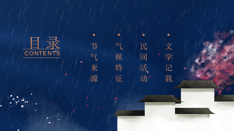 蓝色中国风传统节日二十四节气谷雨介绍PPT模板_第2页