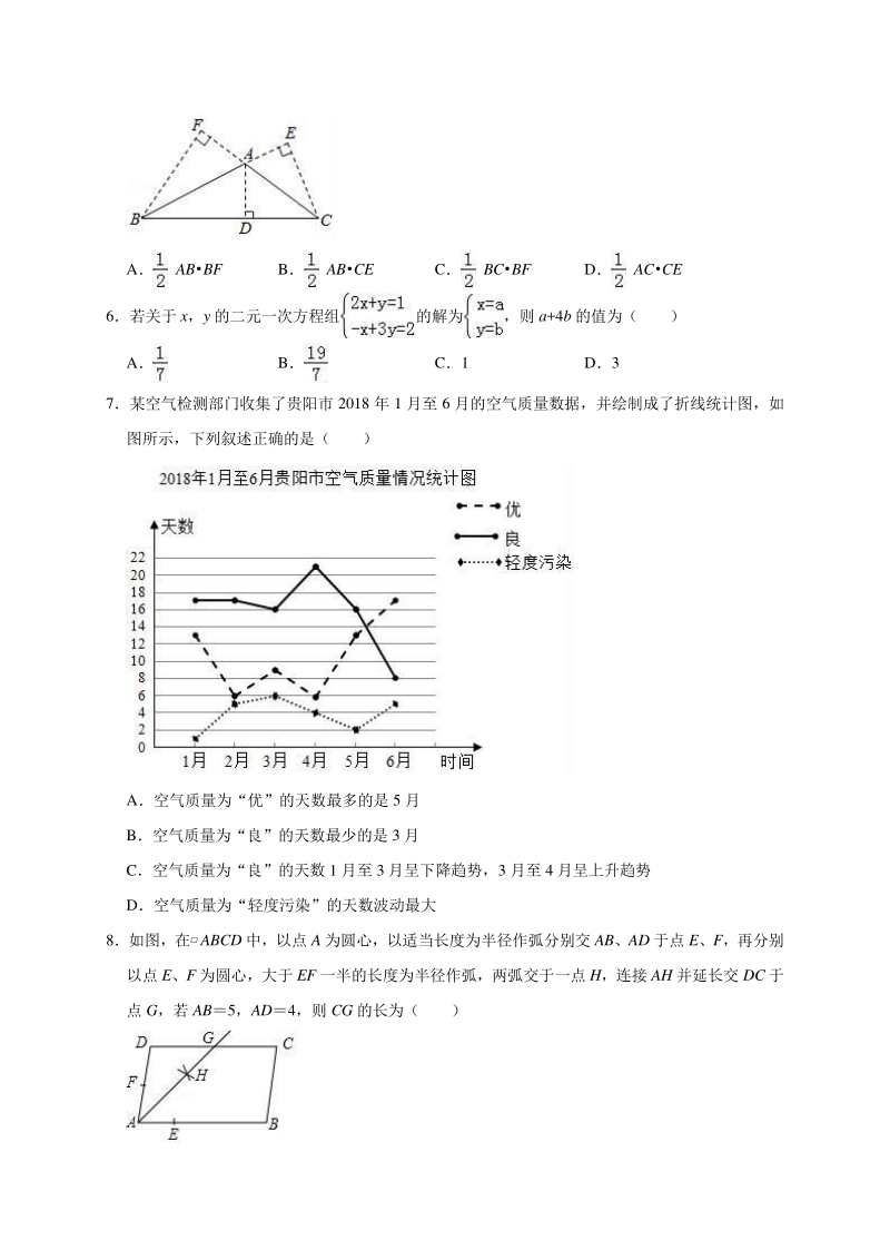 2020年贵州省贵阳市中考数学模拟试卷含解析版_第2页