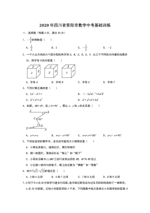 2020年四川省资阳市数学中考基础训练（含答案解析）