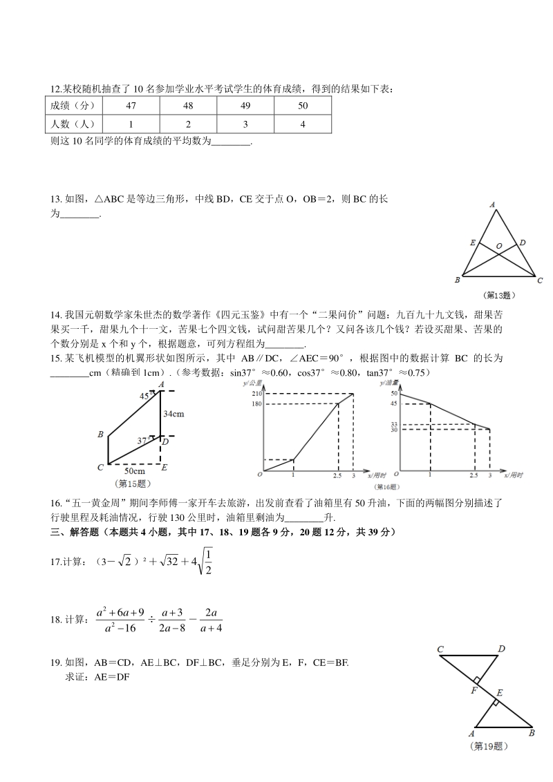 2020年辽宁省大连市开发区毕业升学数学监测（一模）试卷（含答案）_第2页