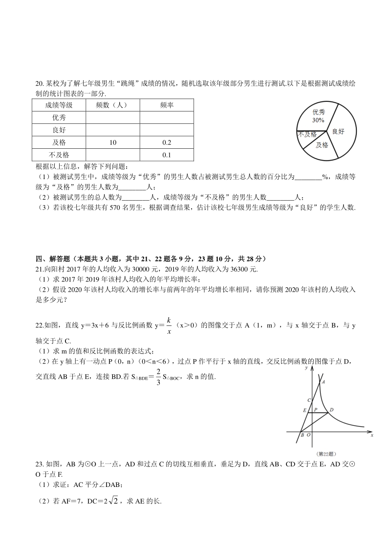 2020年辽宁省大连市开发区毕业升学数学监测（一模）试卷（含答案）_第3页