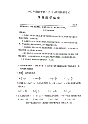 2020年5月湖北省八市联考高三调研模拟考试数学试卷（理科）含答案