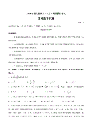 湖北省2020年5月高三调研模拟考试数学试卷（理科）含答案