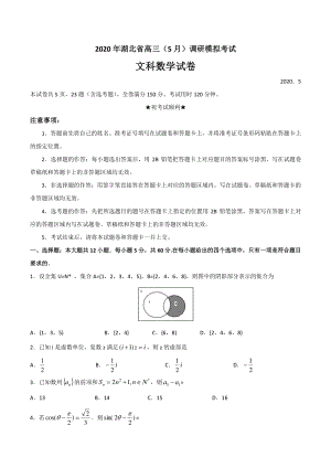 湖北省2020年5月高三调研模拟考试数学试卷（文科）含答案