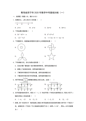 青海省西宁市2020年中考数学基础训练（一）含答案