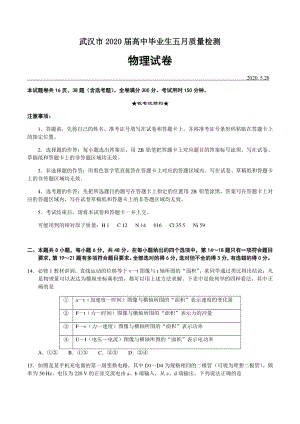 湖北省武汉市2020年5月高中毕业生质量检测物理试卷（含答案）