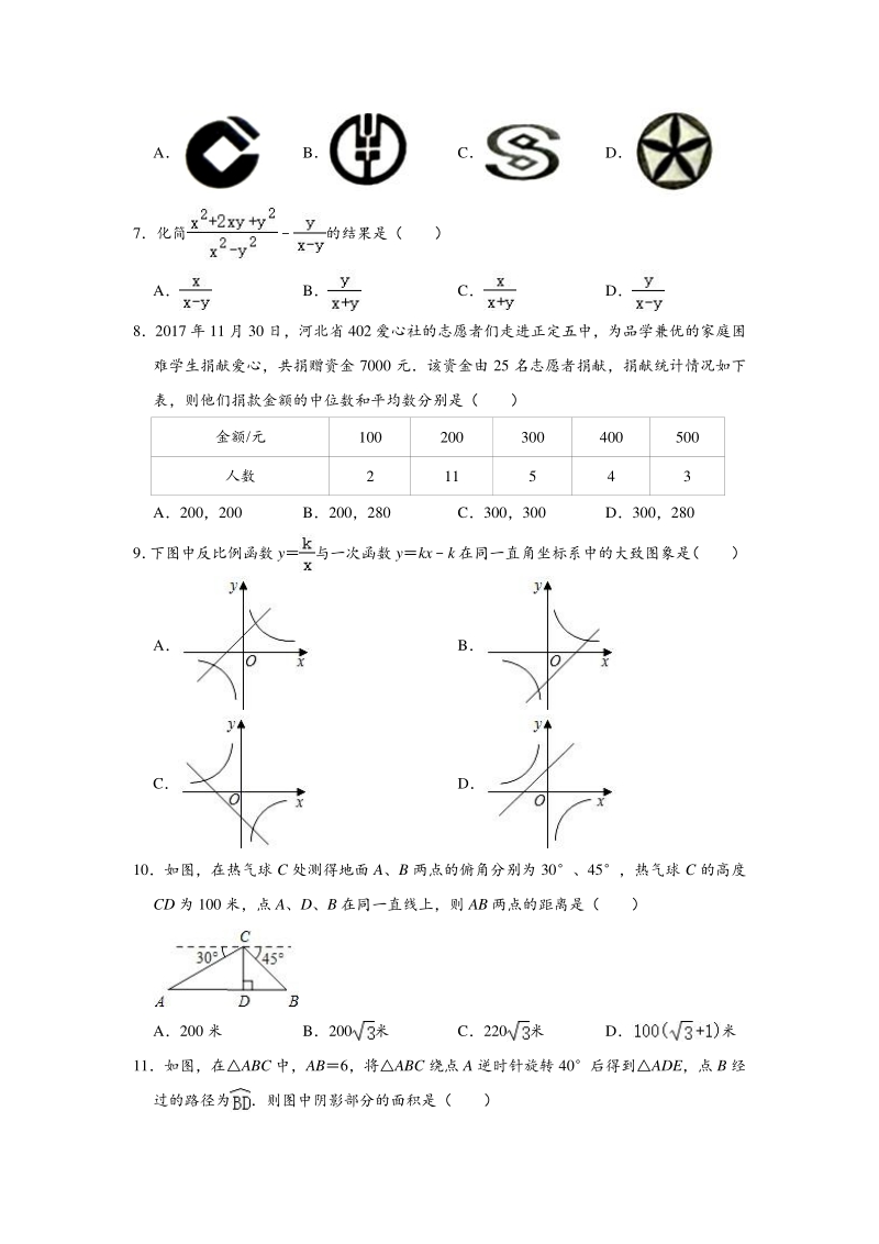 2020年山东省济南市历城区中考数学一模试卷（含答案解析）_第2页