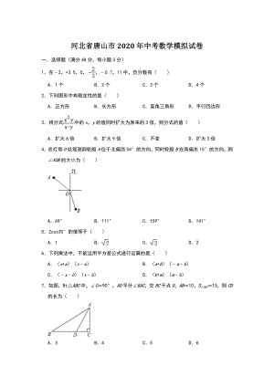 河北省唐山市2020年中考数学模拟试卷（含答案）