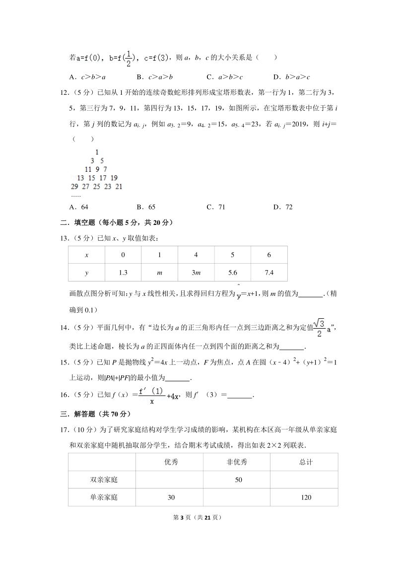 2018-2019学年河南省洛阳一高高二（下）3月月考数学试卷（文科）含详细解答_第3页