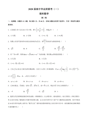 湖南省衡阳市2020届高三下学期第一次联考（一模）数学理科试题（含答案）