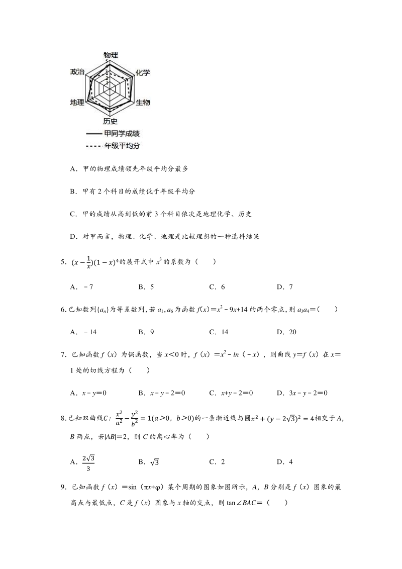 2020届福建省福州市高中毕业班质量检测理科数学试题（含答案解析）_第2页