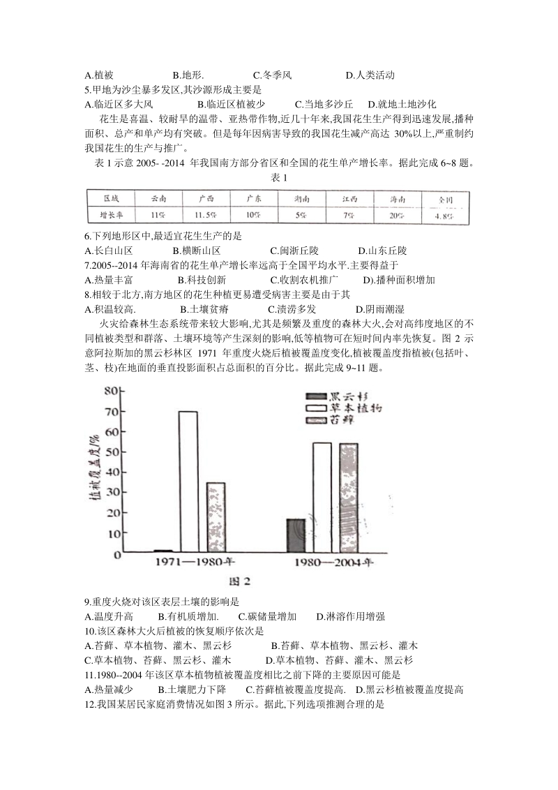 河南省部分重点中学联考2020年高中毕业班阶段测试文科综合试卷（五）含答案_第2页
