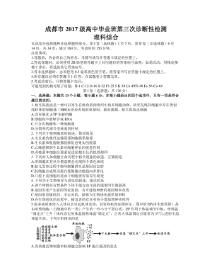 四川省成都市2020年6月高中毕业班第三次诊断性检测理综试题（含答案）