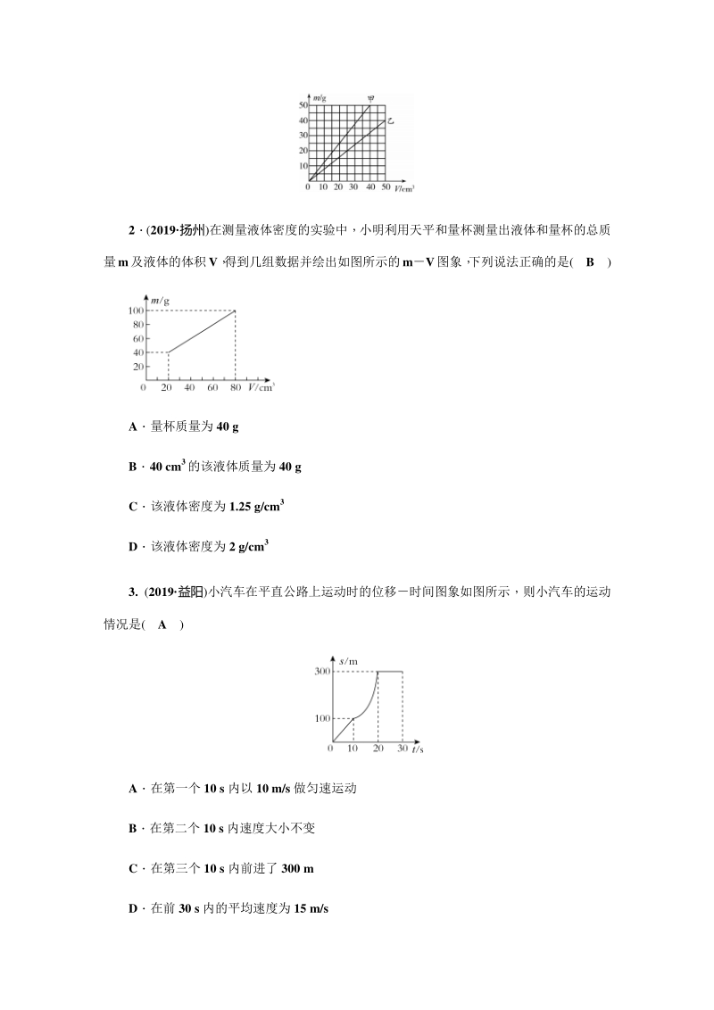 专题三坐标图象题-2020届广东中考物理二轮复习训练_第3页