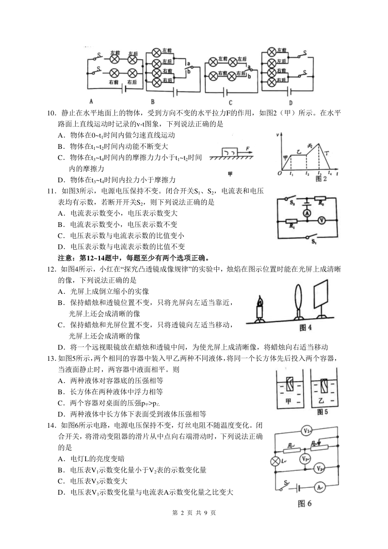 2020年辽宁省大连市中考二模物理考试试卷（含答案）_第2页