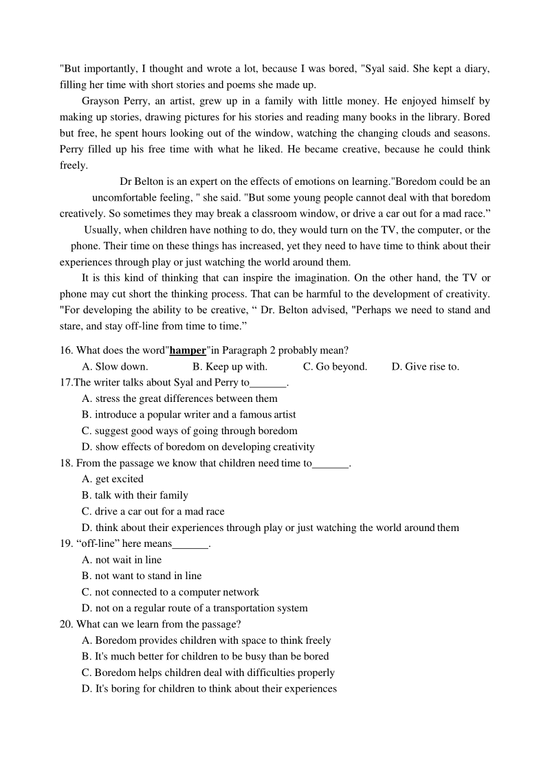 2020年5月山东省青岛市南区中考英语一模试卷（含答案）_第3页