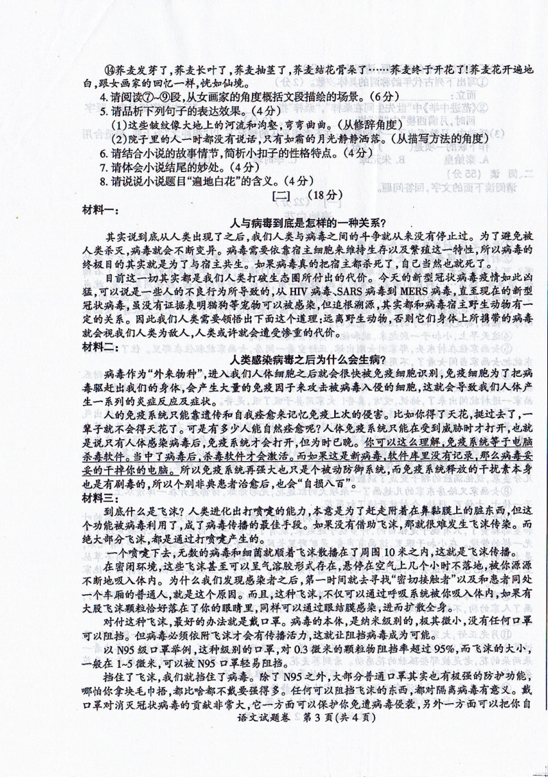 安徽省滁州市2020年中考第二次模拟考试语文试卷（含答案）_第3页