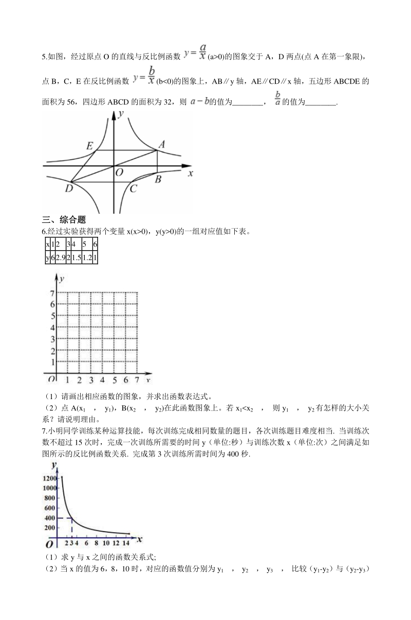 2020年浙江省中考数学分类汇编专题05 反比例函数（含解析）_第2页