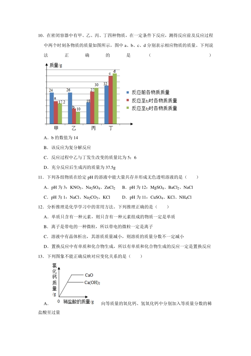 2020年河南省南阳市邓州市中考化学二模试卷（含答案解析）_第3页