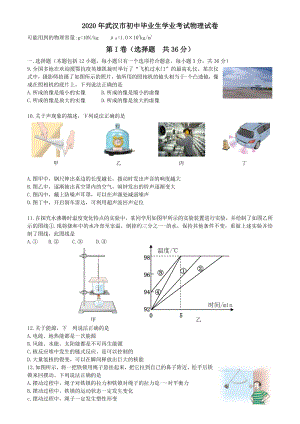 2020年湖北省武汉市中考物理试题（含答案）
