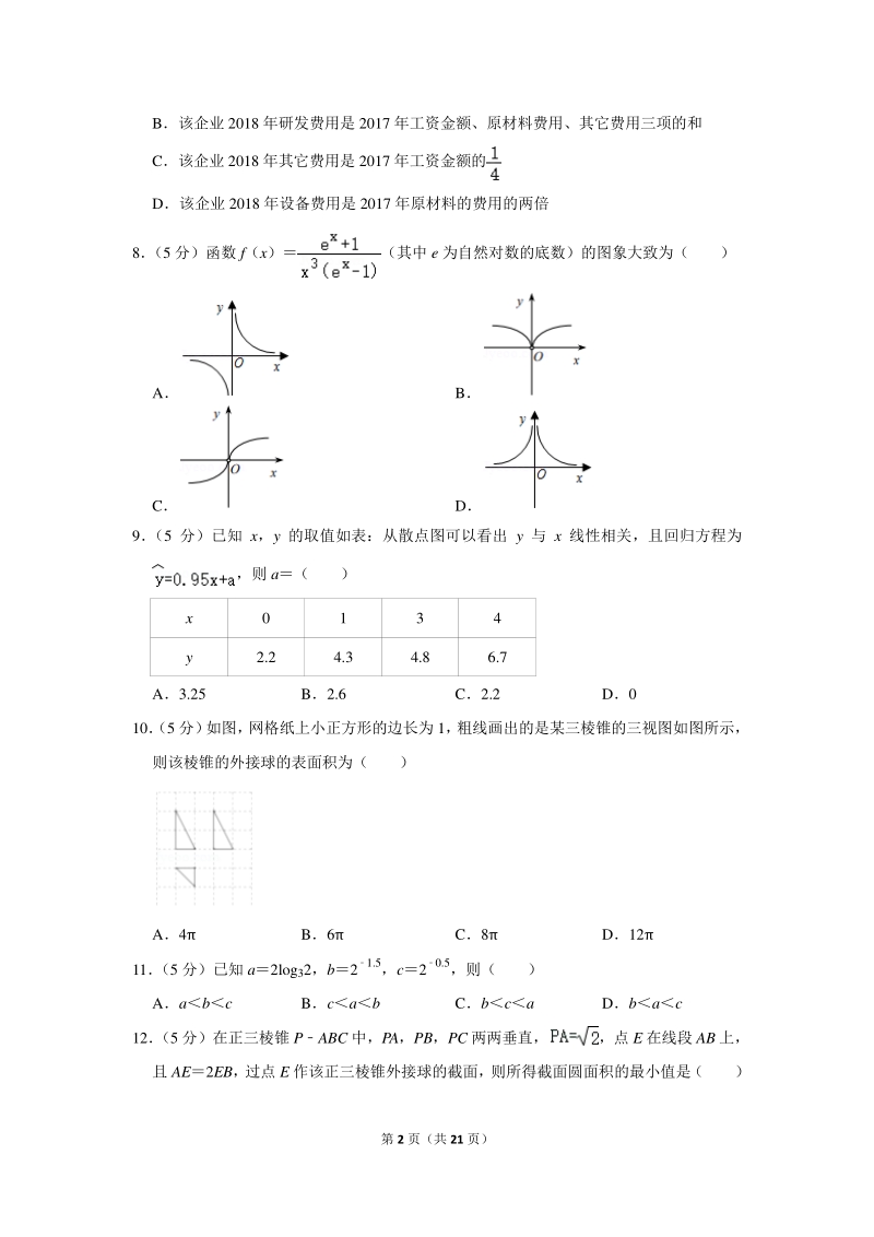 2020年广东省肇庆市高考数学三模试卷（文科）含详细解答_第2页