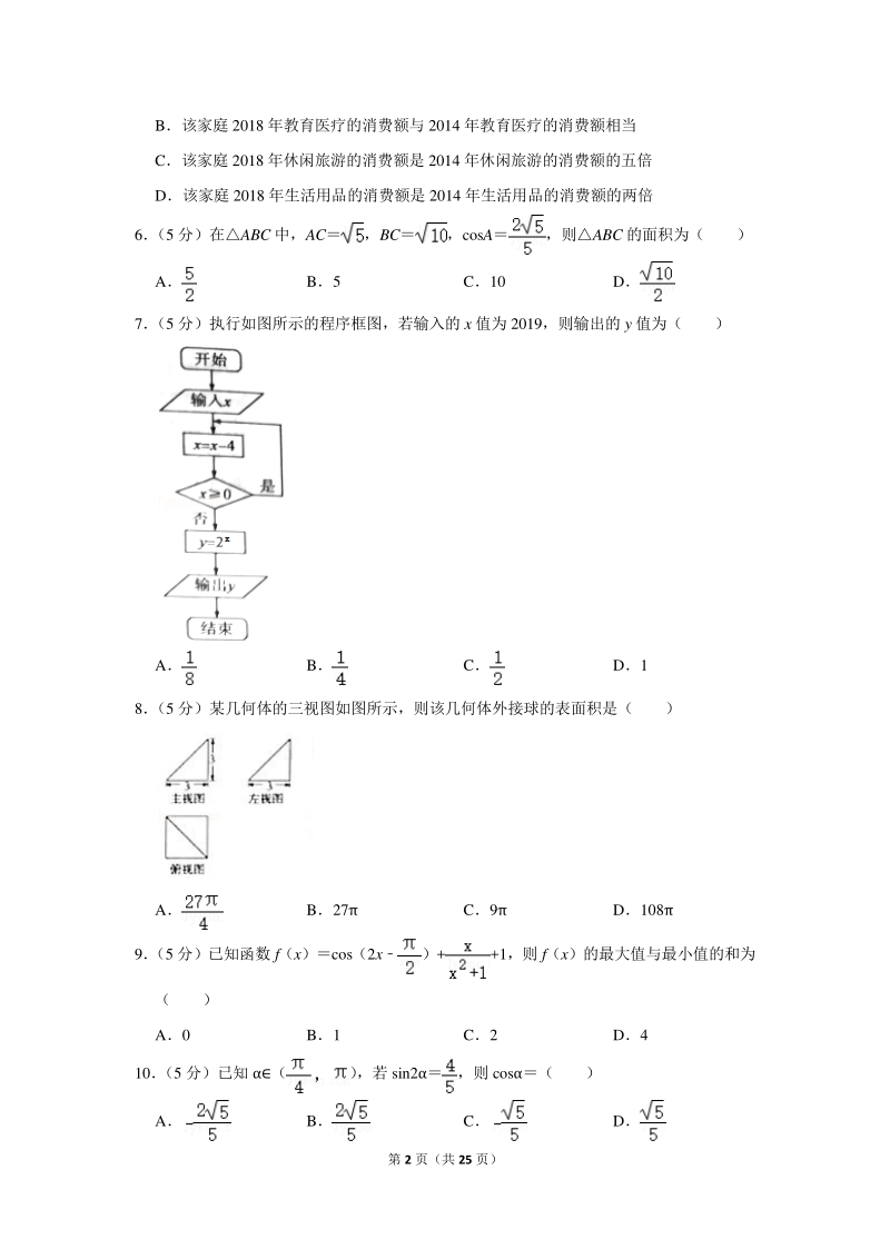 2019年山东省济南市高考数学一模试卷（文科）含详细解答_第2页