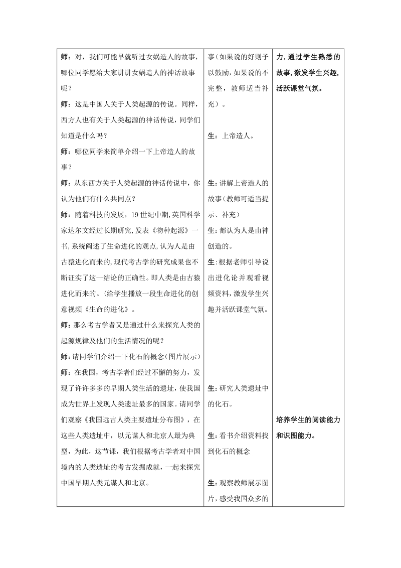 第1课 中国早期人类的代表——北京人 教学设计1_第3页