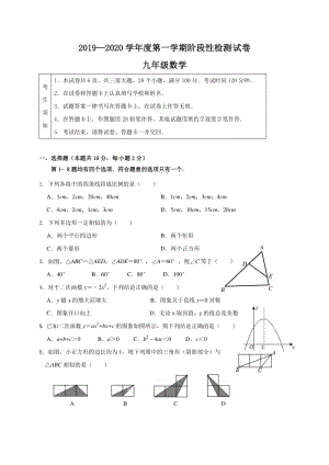 北京市房山区2020届九年级上期中检测数学试题（含答案）
