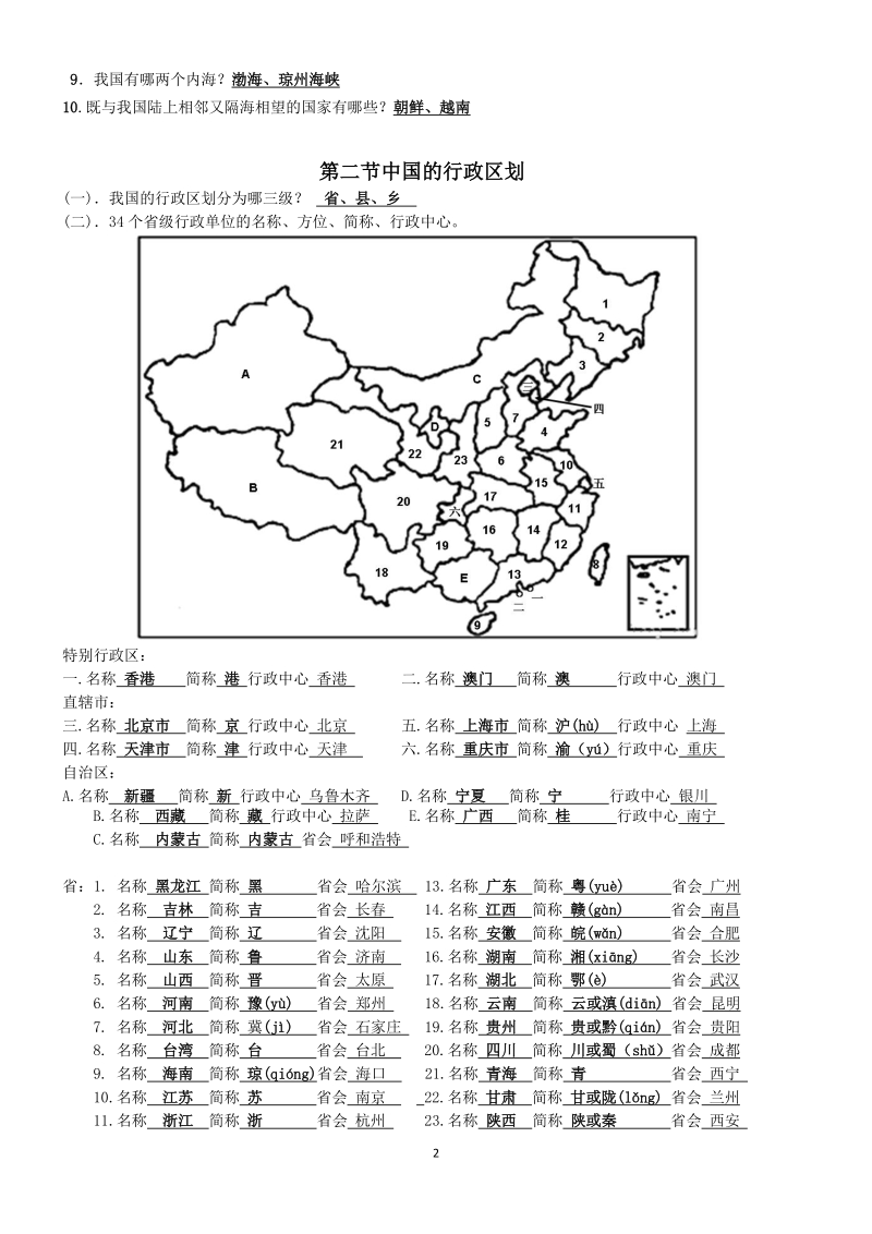 2021年广东省深圳八年级上地理期末考复习详细提纲_第2页