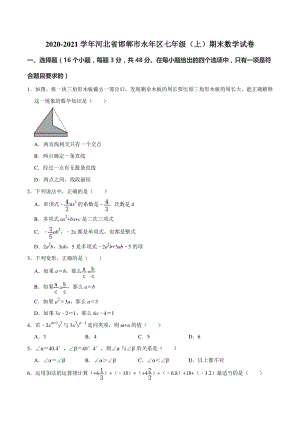 河北省邯郸市永年区2020-2021学年七年级（上）期末数学试卷（含答案解析）