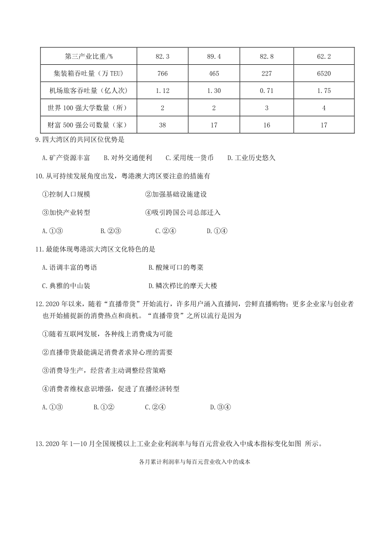 陕西省宝鸡市2021届高考第一次模拟检测文科综合试题（含答案）_第3页