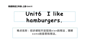 三年级上册英语课件-Unit 6I like hamburgers. 人教精通版(共10张PPT)